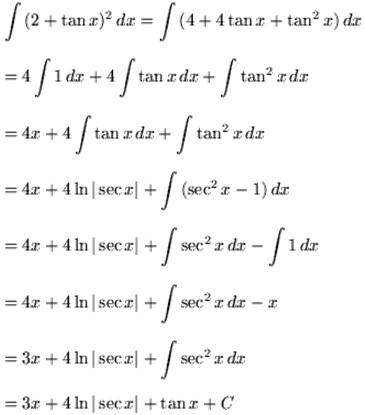 integral calculus formulas